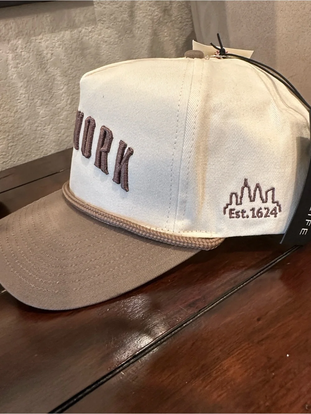 Goodlife Two-Tone New York Cap in Cream & Brown